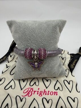 Brighton Small Woodstock Purple Butterfly Charm Bracelet